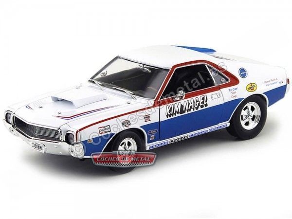 Cochesdemetal.es 1969 AMC AMX HURST S-S PIT CREW KIM NAGEL FROST WHITE 1:18 AUTO WORLD AW215