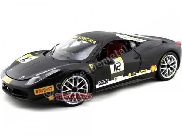 Cochesdemetal.es 2012 Ferrari 458 Challenge Negro Mate 1:18 Hot Wheels BCT90