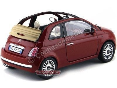 Cochesdemetal.es 2007 Fiat Nouva 500 Cabrio Granate 1:18 Motor Max 79164 2