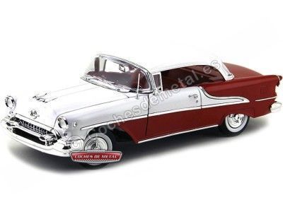 Cochesdemetal.es 1955 Oldsmobile Super 88 Coupé Blanco-Rojo 1:18 Welly 19869