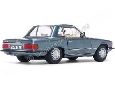 Carsdemetal.es 1977 Mercedes-Benz 350 SL W107 Hard Top Coupe Blue Grel 1:18 Sun Star 4666 2
