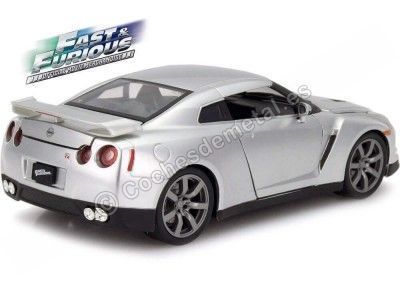 Cochesdemetal.es 2009 Nissan GT-R R35 "Fast & Furious" Silver 1:24 Jada Toys 97212 2