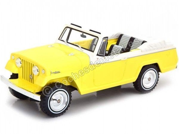 Cochesdemetal.es 1970 Jeep Jeepster Commando convertible jaune-blanc 1:18 BOS-modèles 373