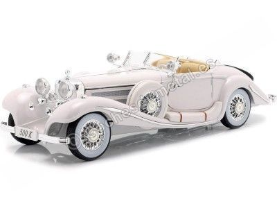 1936 Mercedes-Benz 500K TYP Specialroadster Blanco Perla 1:18 Maisto 36055 Cochesdemetal.es