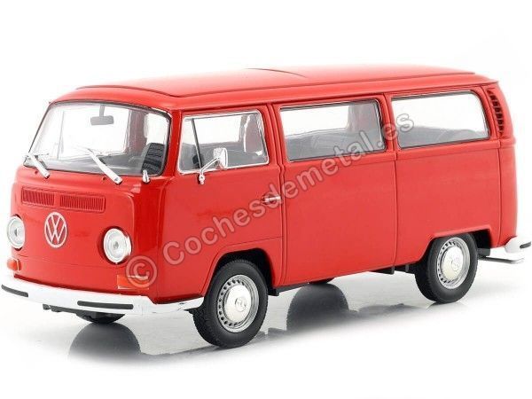Carsdemetal.es 1972 Volkswagen VW T2 vermelho 1:24 Welly 22472