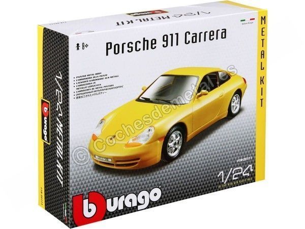 Cochesdemetal.es 1997 Porsche 911 Carrera 4 Coupe Amarillo "Metal Kit" 1:24 Bburago 18-25111