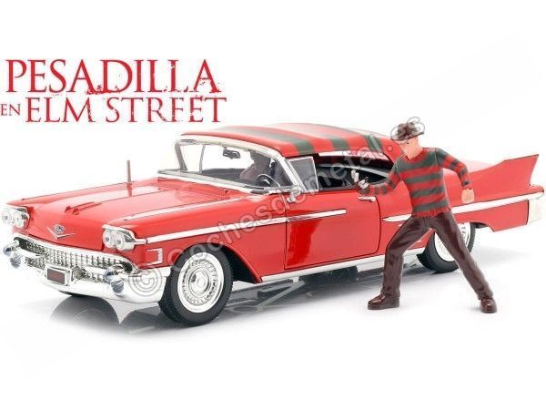 Carsdemetal.es 1958 Cadillac Series 62 "Nightmare at Helm Street" + Freddy Krueger 1:24 Jada Toys 31102 253255004