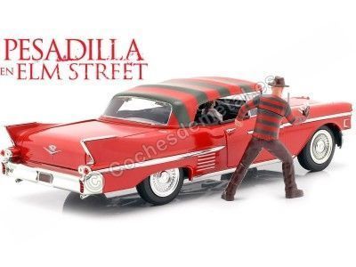 1958 Cadillac Series 62 "Pesadilla en Helm Street" + Freddy Krueger 1:24 Jada Toys 31102/253255004 Cochesdemetal.es 2