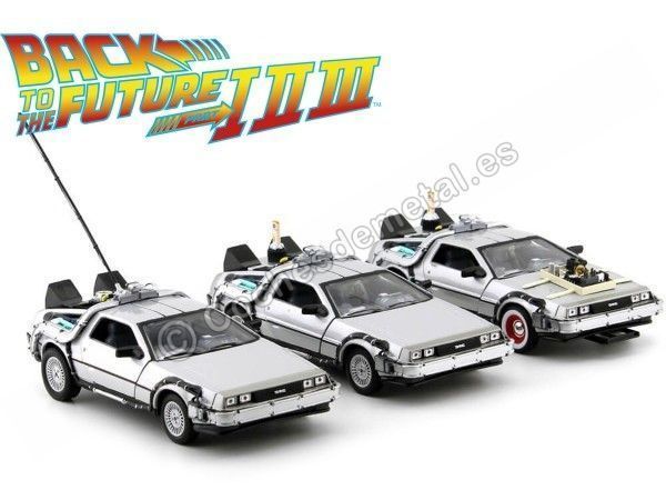Cochesdemetal.es 1983 DeLorean DMC 12 "Regreso al futuro" Trilogy Pack 1:24 Welly 22400