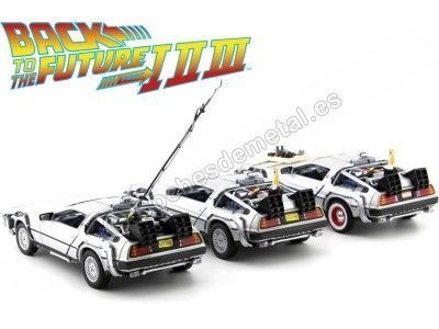 1983 DeLorean DMC 12 "Regreso al futuro" Trilogy Pack 1:24 Welly 22400 Cochesdemetal.es 2