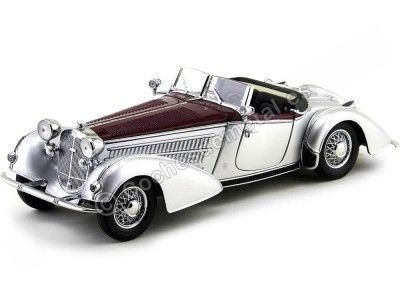 Cochesdemetal.es 1939 Horch 855 Spezial Roadster Granate-Plata 1:18 Sun Star 2402