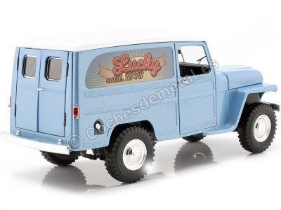 Cochesdemetal.es 1955 Jeep Willys Station Wagon Azul Claro 1:18 Signature de la route 92858 2