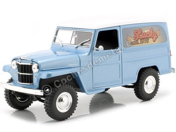 Carsdemetal.es 1955 Jeep Willys Station Wagon Blue Light 1:18 ROAD Signature 92858