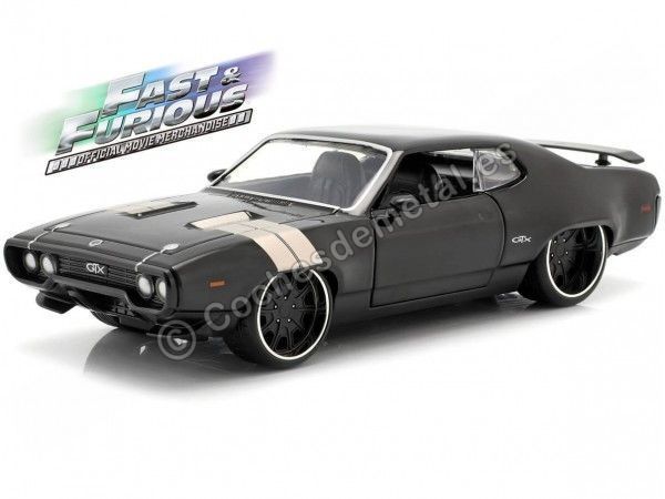 Cochesdemetal.es 1971 Plymouth GTX "Fast & Furious 8" Black/Silver 1:24 Jada Toys 98292/253203034