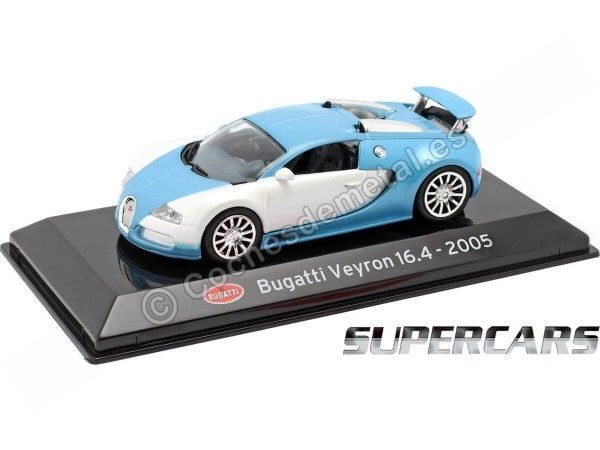 CARSDEMETAL.ES 2005 Bugatti Veyron 16.4 "Supercars" Bloco-Azul 1:43 Éditorial Salvat SC10