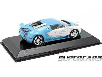 Cochesdemetal.es 2005 Bugatti Veyron 16.4 "SuperCars" Blanco-Azul 1:43 Editorial Salvat SC10 2