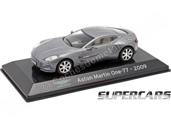 Carsdemetal.es 2009 Aston Martin One-77 "Supercars" prata cinza 1:43 editorial salvat sc14