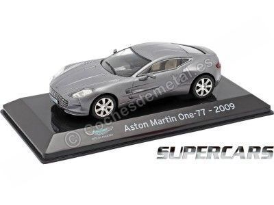 Cochesdemetal.es 2009 Aston Martin One-77 "Supercars" Gris Plata 1:43 Éditorial Salvat SC14