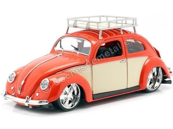 CARSDEMETAL.ES 1951 Volkswagen Beetle Custom Beetle Red-Beige 1:18 MAISTO DESIGN 32614