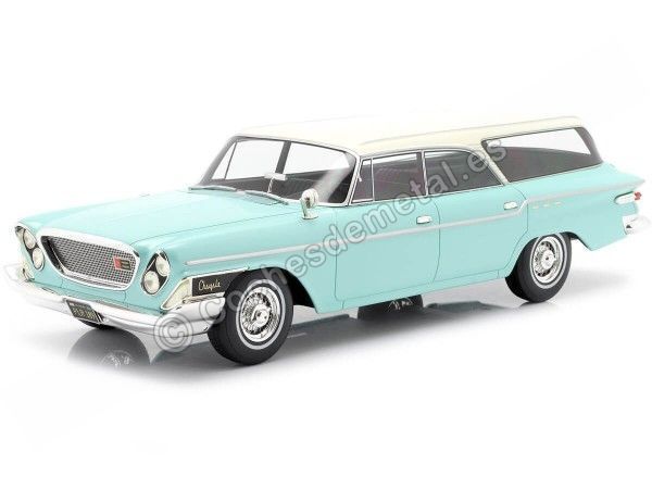 Cochesdemetal.es 1962 Chrysler Newport Town & Country Wagon Turquesa / Blanco 1:18 BOS-Models 277