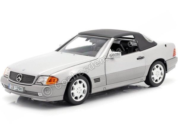 Carsdemetal.es 1989 Mercedes-Benz 500 SL Convertible (R129) Prata Metálica 1:18 Edição de Revendedor B666040656