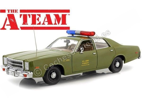 Cochesdemetal.es 1983 Plymouth Fury Policia Militar A-Team Equipo-A 1:18 Greenlight 19053
