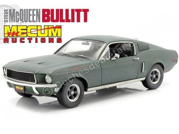 Cochesdemetal.es 1968 Ford Mustang GT Fastback "Bullitt" Mecum Subastas 1:18 Greenlight 13551