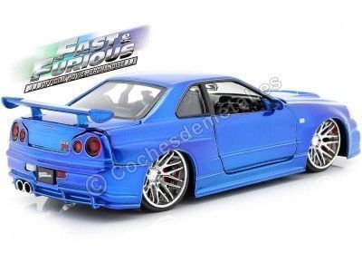 2002 Nissan Skyline GT-R (BNR34) "Fast & Furious" Blue 1:24 Jada Toys 97173/253206045 Cochesdemetal.es 2
