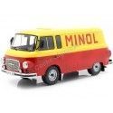 Cochesdemetal.es 1970 Barkas B 1000 Box Wagon "Minol" Amarillo/Rojo 1:18 MC Group 18210
