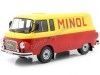 Cochesdemetal.es 1970 Barkas B 1000 Box Wagon "Minol" Amarillo/Rojo 1:18 MC Group 18210