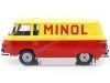 Cochesdemetal.es 1970 Barkas B 1000 Box Wagon "Minol" Yarillo / Rorojo 1:18 MC Group