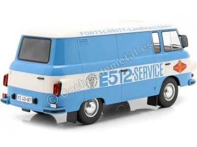 Cochesdemetal.es 1970 Barkas B 1000 Box Wagon "Fortschritt-Service" Blanco/Azul 1:18 MC Group 18211 2