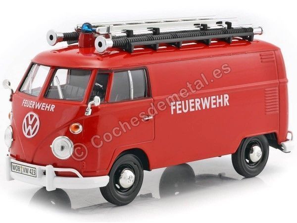 CARSDEMETAL.ES 1967 Volkswagen Type 2 T1 Van de livraison "Firefighters" 1:24 MOTOR MAX 79564