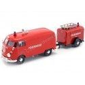 CARSDEMETAL.ES 1967 Volkswagen Type 2 T1 Van de livraison "Firefighters avec pompe à eau" 1:24 MOTEUR MAX 79671