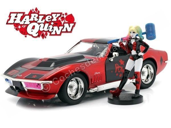 Cochesdemetal.es 1969 Chevrolet Corvette Stingray + Figura Harley Quinn 1:24 Jada Toys 31196 253255019