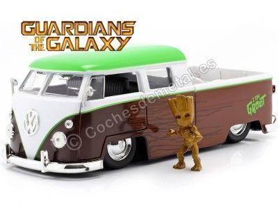 Cochesdemetal.es 1963 Volkswagen Bus Pickup + Groot de "Guardianes de la Galaxia" 1:24 Jada Toys 31202/253225013