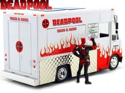 Cochesdemetal.es 2016 Foodtruck "Taco Truck" + Figura Deadpool Blanco 1:24 Jada Toys 99730 253225000 2