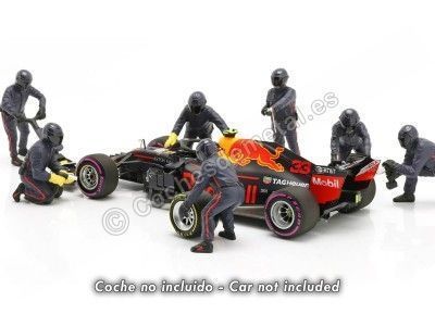 Set 7 Mecánicos de Boxes Fórmula 1 Equipo Red Bull 1:18 American Diorama 76552 Cochesdemetal.es 2