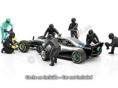 Carsdemetal.es Conjunto 7 caixas mecânica Fórmula 1 Equipe Mercedes 1:18 American Diorama 76551 2