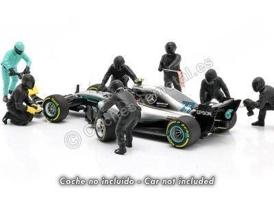 CARSDEMETAL.ES SET 7 Boîtes Mécanique Formule 1 Mercedes Team 1:18 American Diorama 76551 2