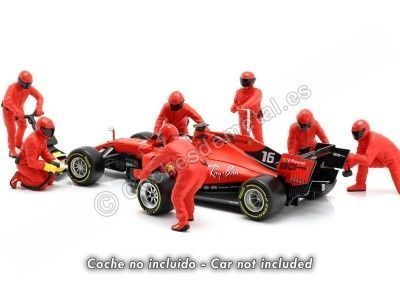 Cochesdemetal.es Set 7 Mecánicos de Boxes Fórmula 1 Equipo Ferrari 1:18 American Diorama 76550 2