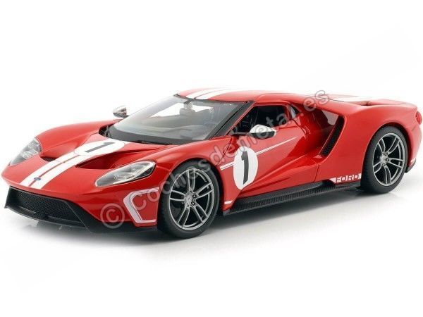 Cochesdemetal.es 2018 Ford GT Rojo con Raya Blanca 1:18 Maisto 31384