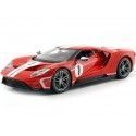 Cochesdemetal.es 2018 Ford GT Rojo con Raya Blanca 1:18 Maisto 31384