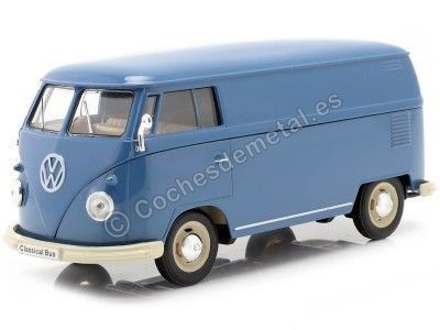 1963 Volkswagen T1 Panel Van Azul 1:24 Welly 22095 Cochesdemetal.es