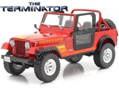 Cochesdemetal.es 1983 Jeep Renegade CJ-7 "Terminator + Sarah Connor" Rojo 1:18 Greenlight 19060