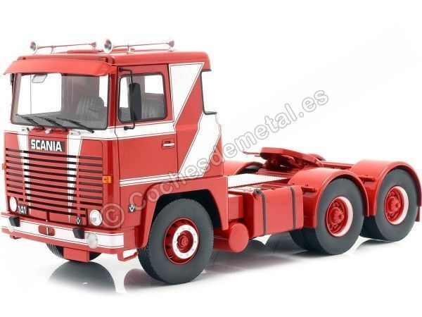 Carsdemetal.es 1976 Scania de caminhão LBT 141 Três eixos vermelhos/brancos 1:18 ROAD KINGS 180014