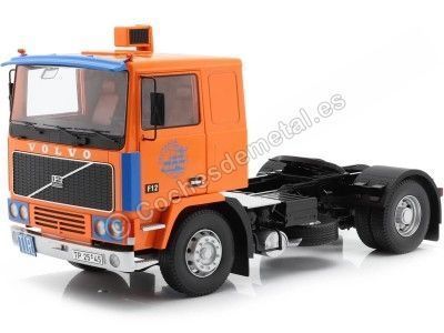 Cochesdemetal.es 1977 Camion Volvo F12 "Deutrans" Naranja/Azul 1:18 Road Kings 180034