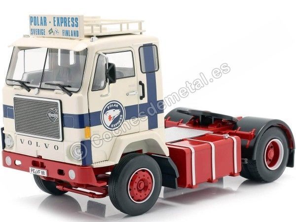 Cochesdemetal.es 1965 Camion Volvo F88 "Polar Express" Blanco/Azul 1:18 Road Kings 180063