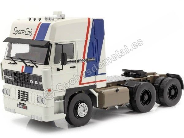 Cochesdemetal.es 1982 Camion DAF 3300 SpaceCab Blanco/Azul 1:18 Road Kings 180091
