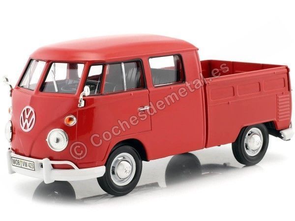 Carsdemetal.es 1967 Volkswagen tipo 2 T1 CABRY DUPLE RED PICKUP 1:24 MOTOR MAX 79343